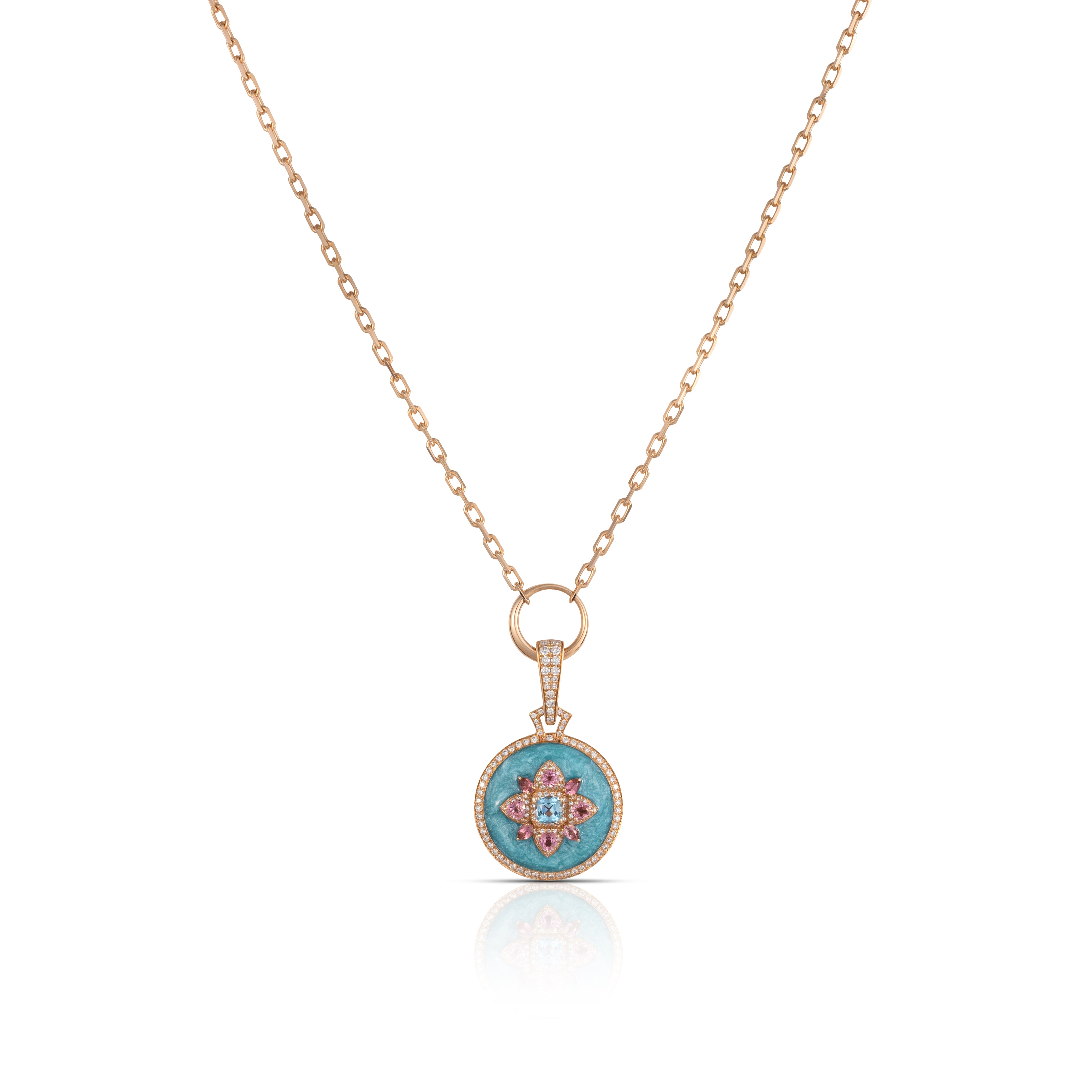 Empress Pendant - Diamonds, Tourmaline, Topaz Enamel