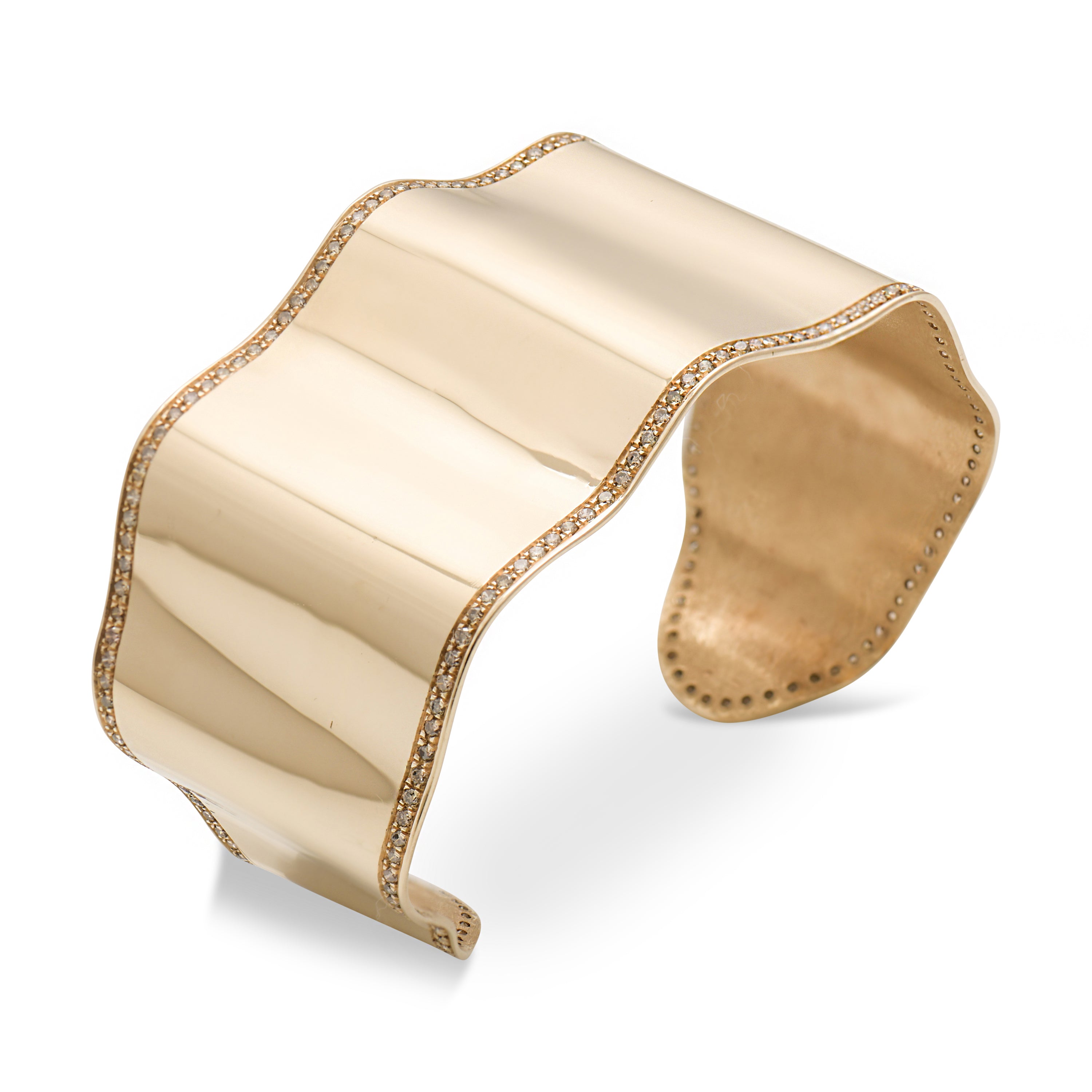 mayyanjaffar Curves Bangle Raw Gold Diamonds
