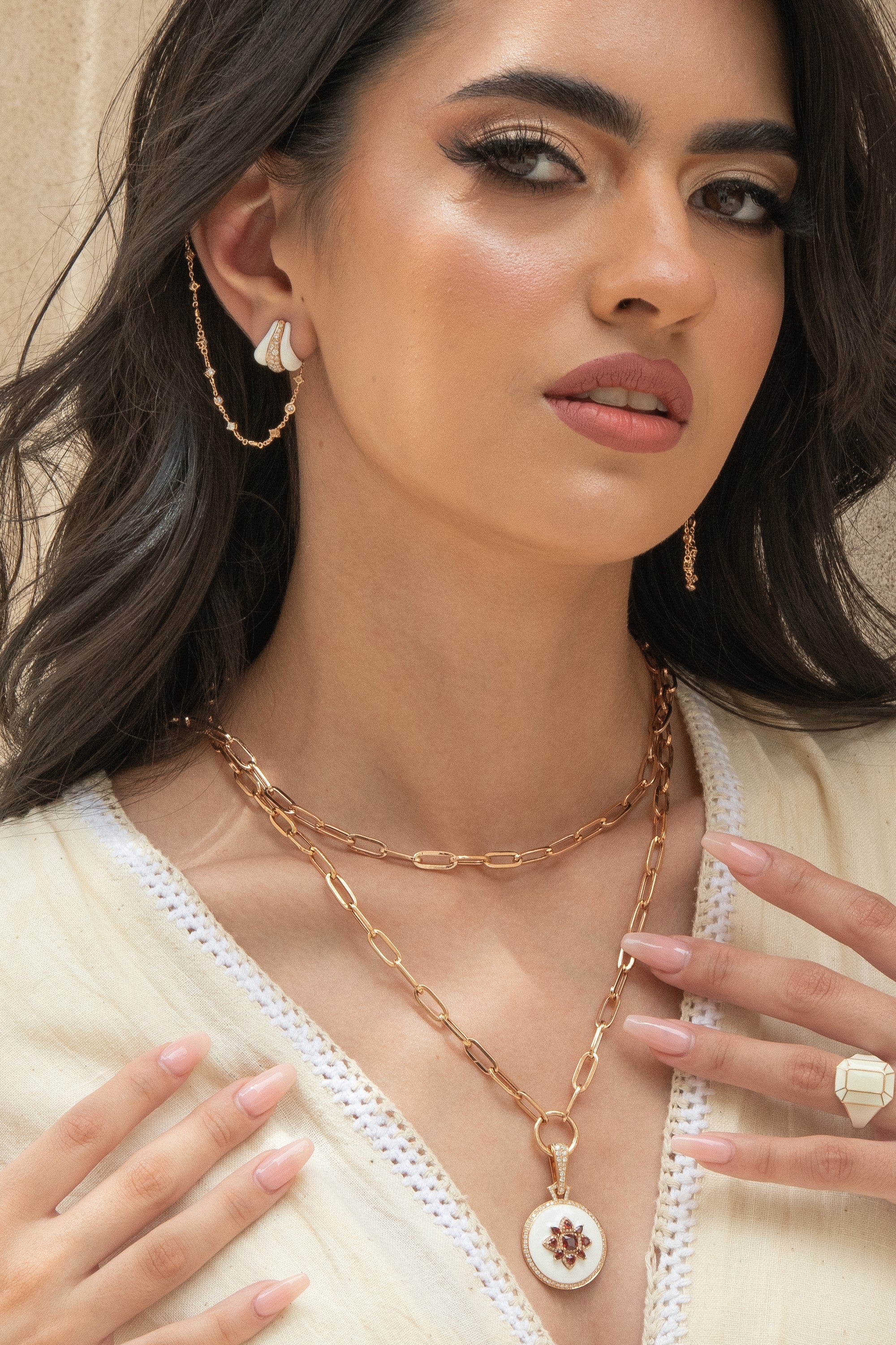 Empress Pendant - Diamonds, Garnet, Enamel