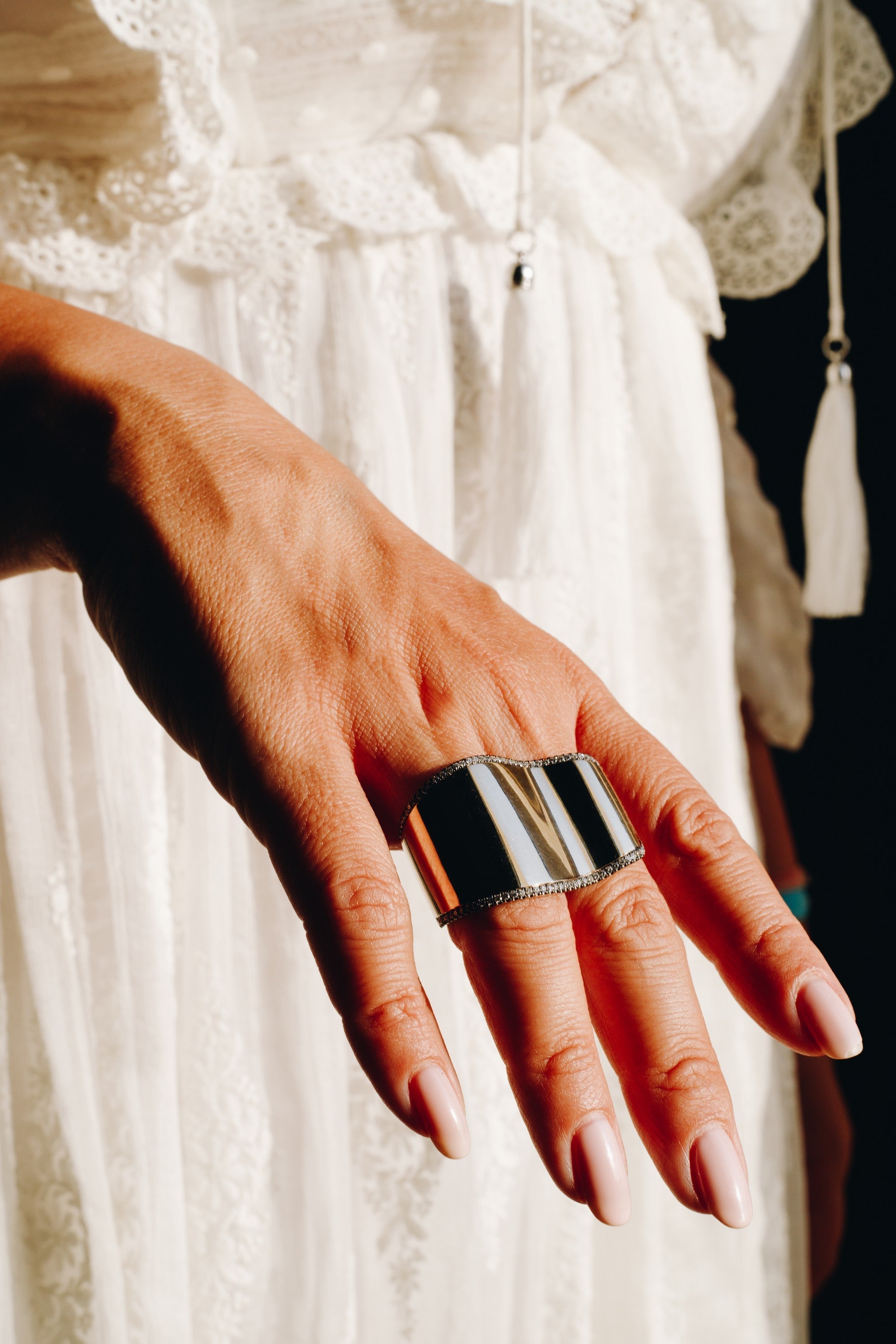 Curves Ring - Raw Gold, Diamonds