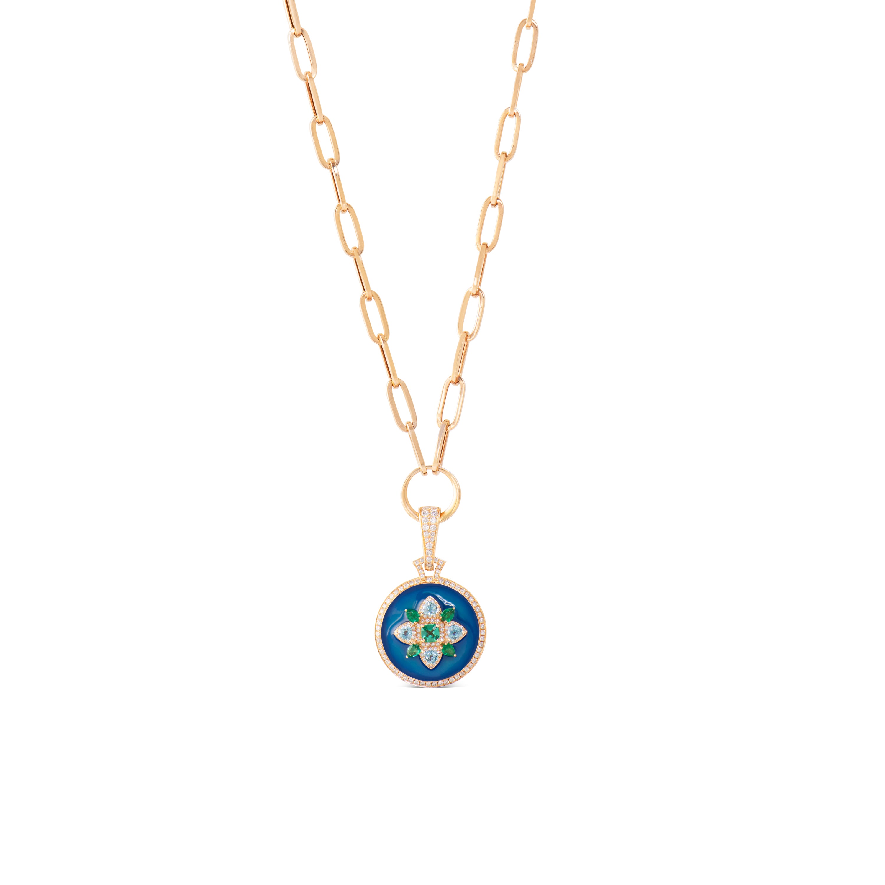 Empress Pendant - Emerald, Topaz, Enamel